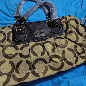 Coach Signature Gold & Brown Tote Bag